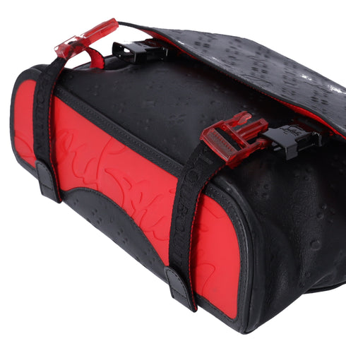 Christian Louboutin Rubyclick Messenger Shoulder Bag Black Red Leather
